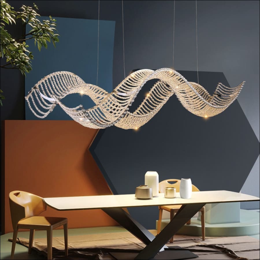 Wave Design Led Crystal Chandelier Creative Luxury For