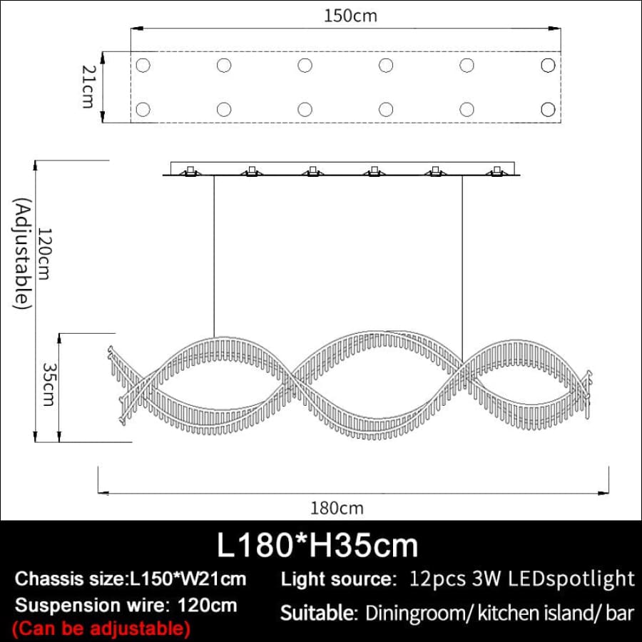 Wave Design Led Crystal Chandelier Creative Luxury For