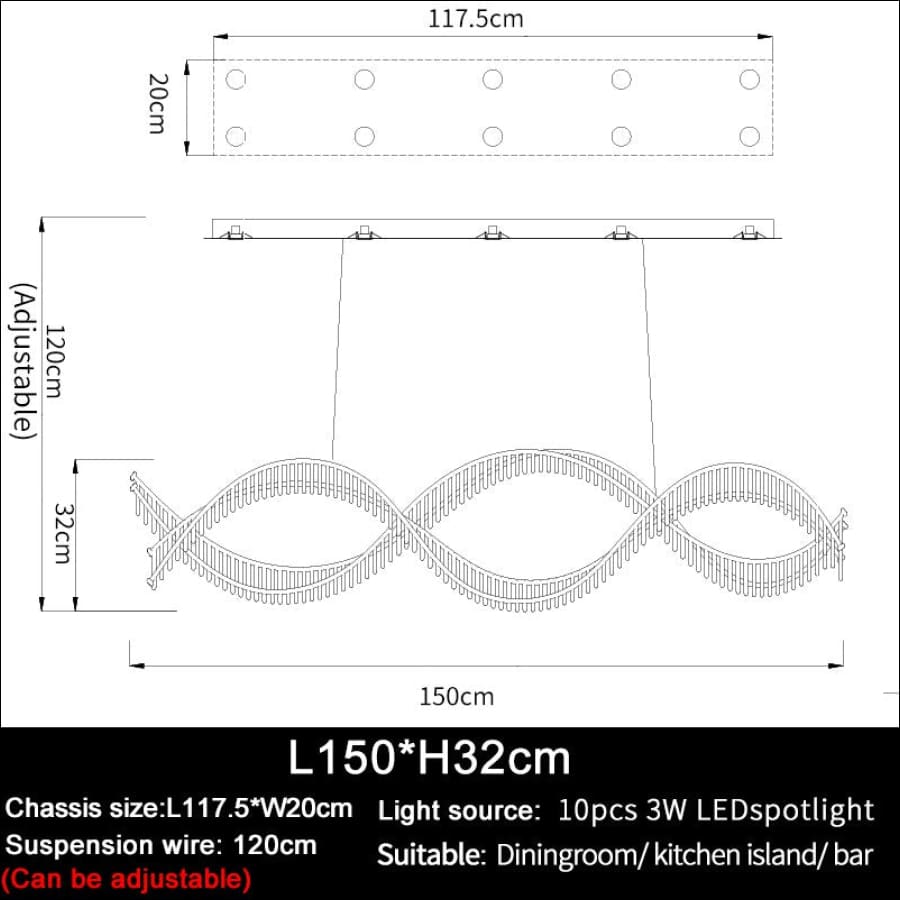 Wave Design Led Crystal Chandelier Creative Luxury For