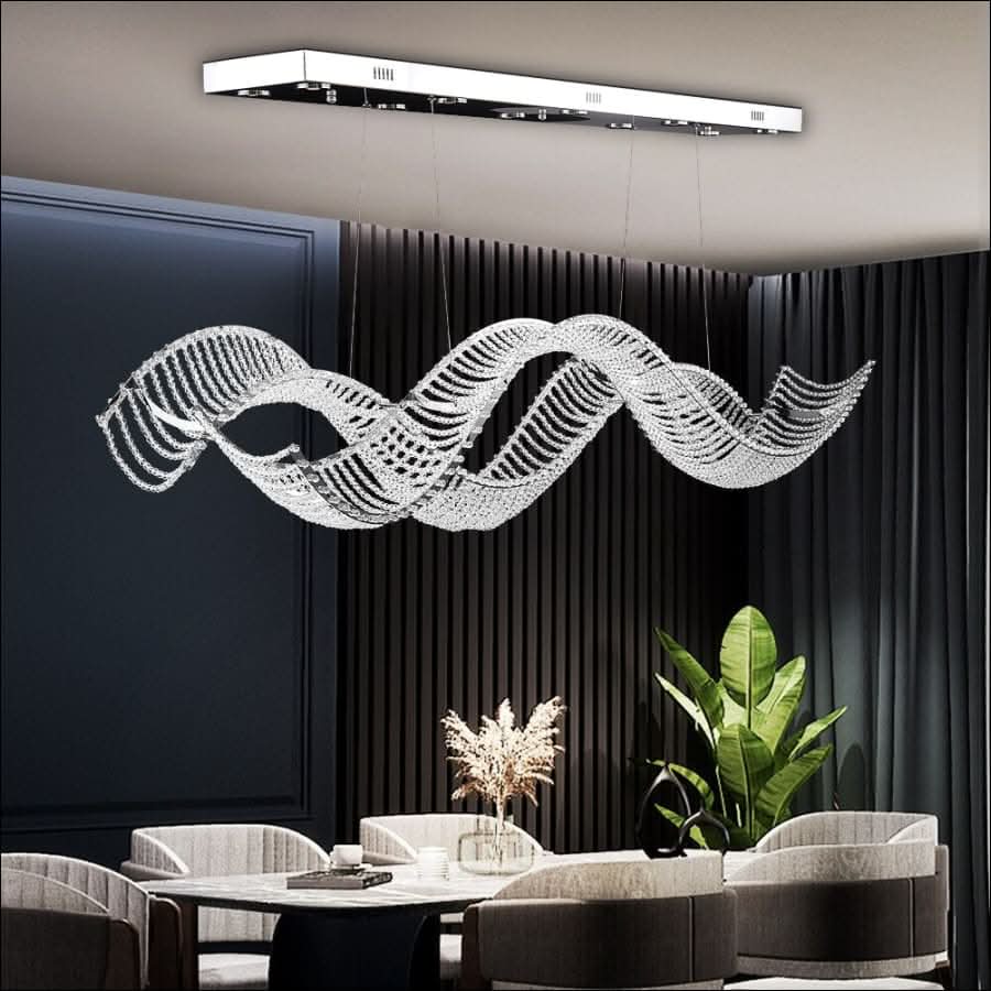 Chandelier - Wave Embedded Crystal Chandelier - hausgem