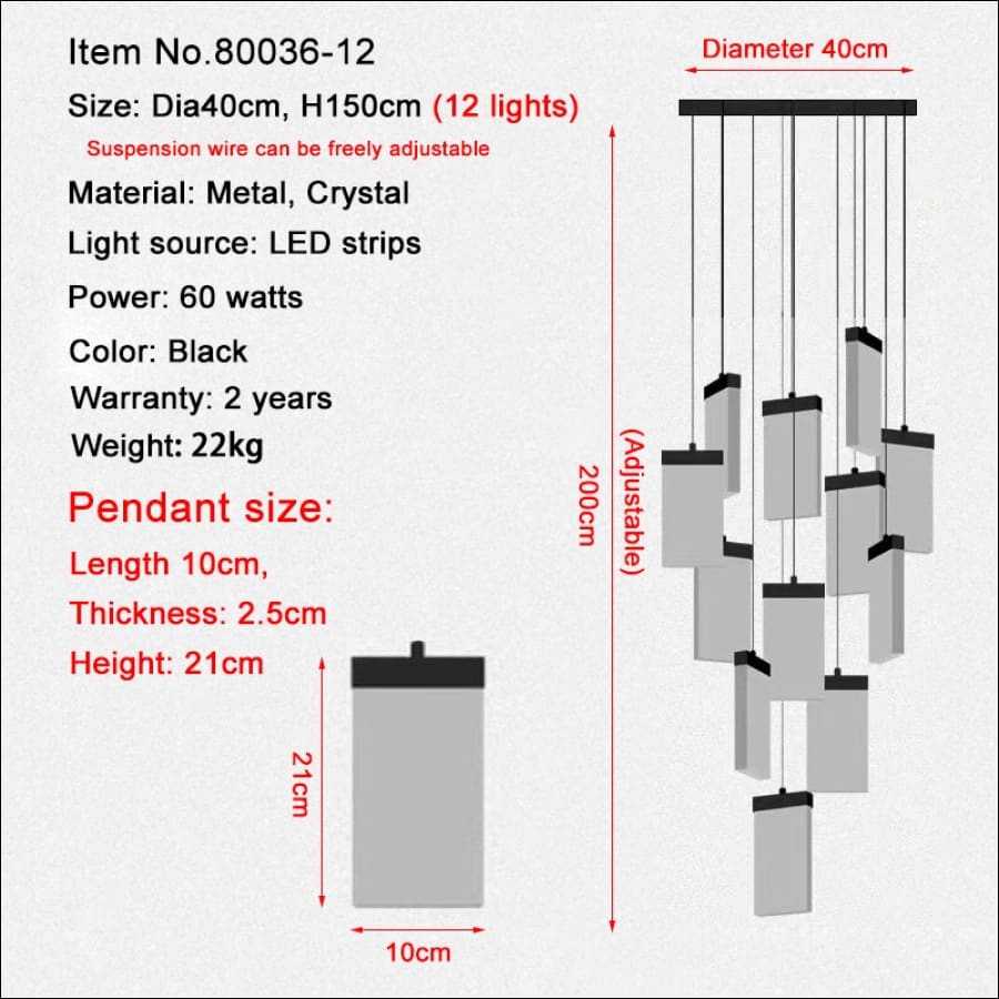 Texture Crystal Board Chandelier - grand chandelier - entry way chandelier - floating chandelier - hausgem - united states