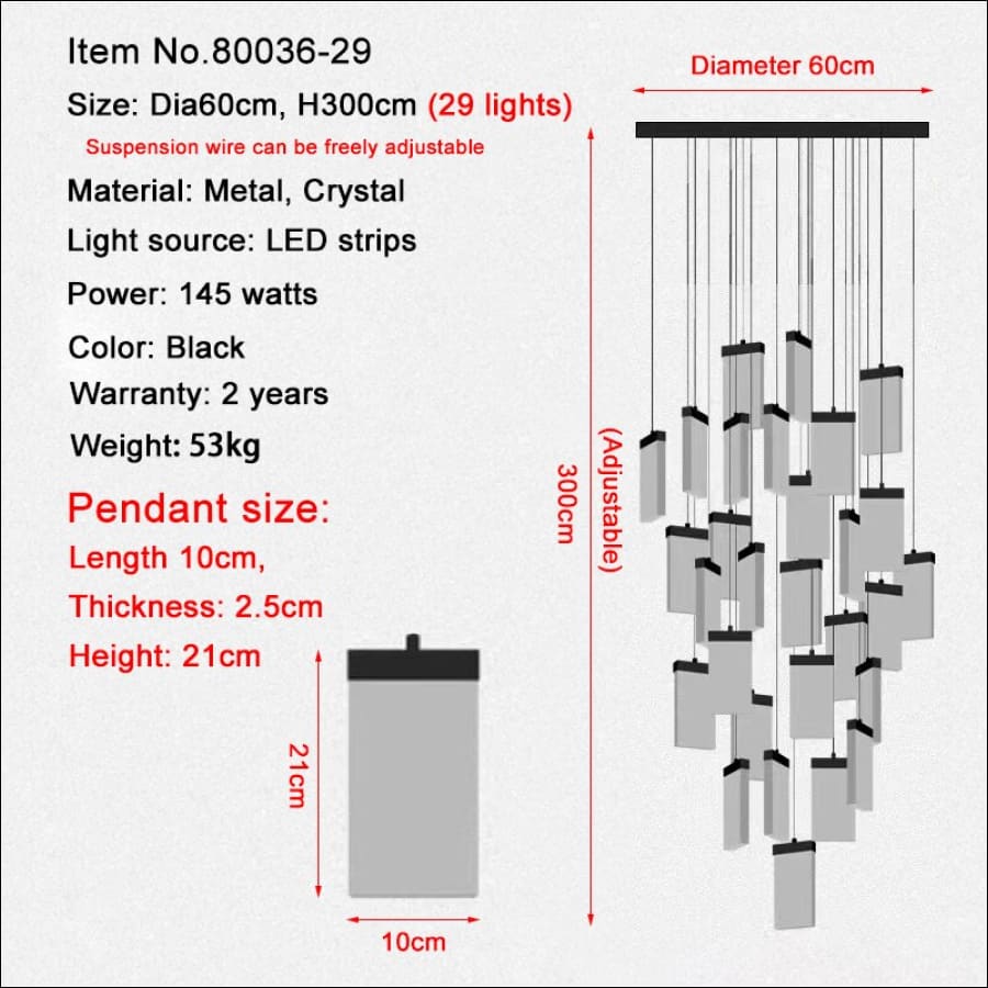 Texture Crystal Board Chandelier - grand chandelier - entry way chandelier - floating chandelier - hausgem - united states - mix and match to create unique design