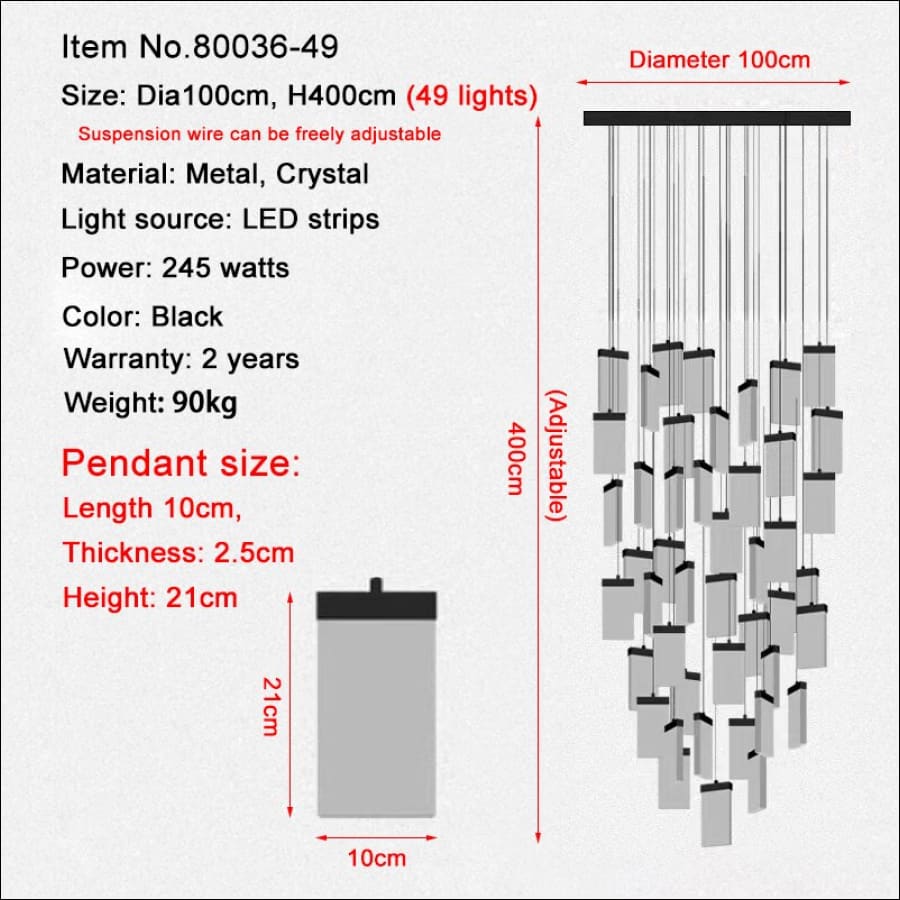 Texture Crystal Board Chandelier - grand chandelier - entry way chandelier - floating chandelier - hausgem - united states