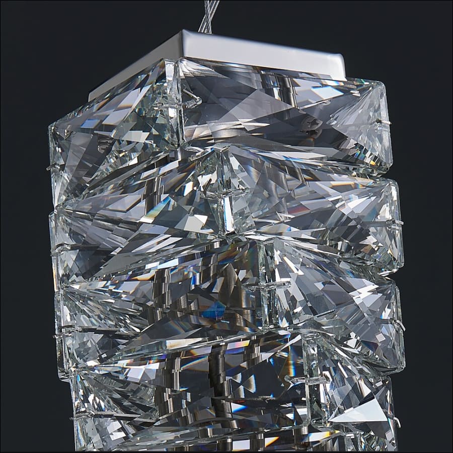 Crystal Rock Chandelier LED - crystal chandelier, bedroom chandelier, dining room chandelier, kitchen chandelier, living room chandelier, modern chandelier, unique chandelier - hausgem - united states - sliver - close up of crystal
