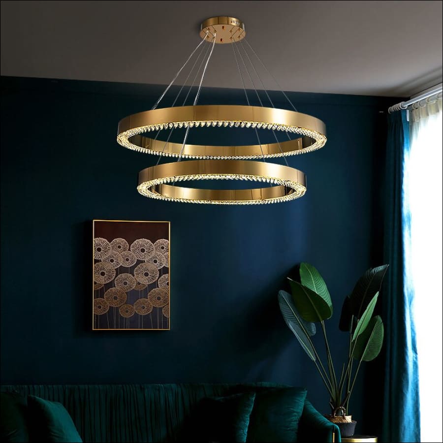 YOOGEE Modern Gold Living Room Chandelier Round Led Dining