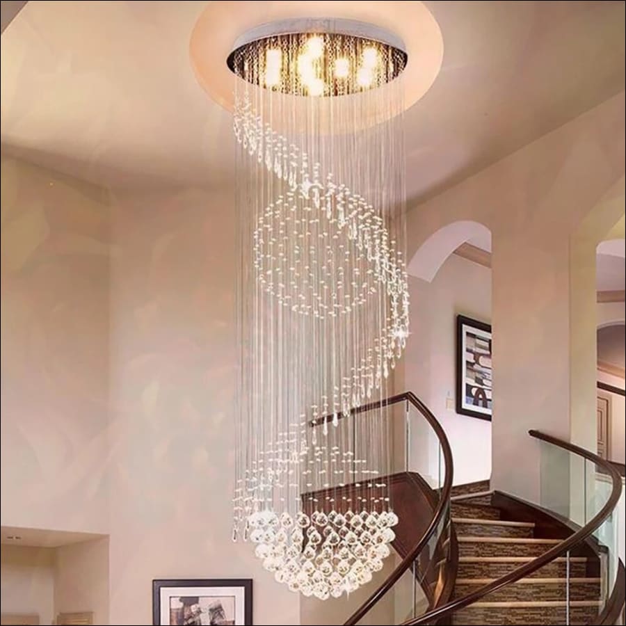 Yoogee Modern Large Crystal Chandelier Long Gold Stair Led